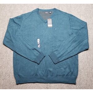 Izod Sweater Mens 2XL Legion Blue V-Neck Knit Long Sleeve Pullover New